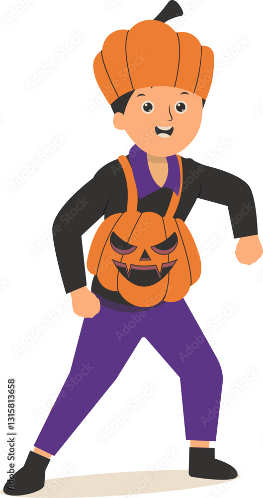 Illustration of Halloween Kid. Isolated on White Background. Vector Cartoon Character Illustration of Halloween Kid. Isolated on White Background. Vector Cartoon Character