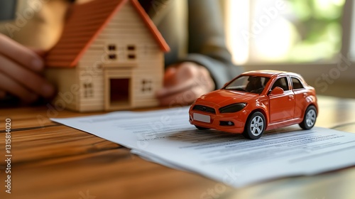 Person reviewing home & auto loan documents