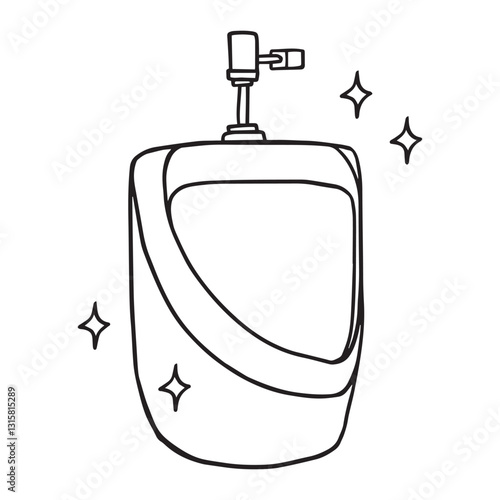 urinoir sanitary hand drawing sketch. black and white isolated design