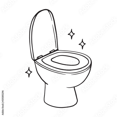 toilet bowl sanitary hand drawing sketch. black and white isolated design