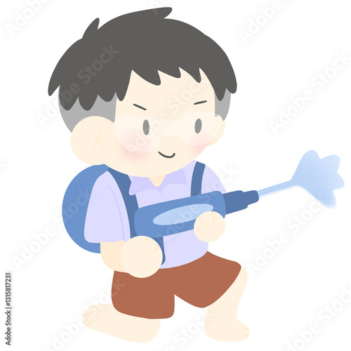 boy with water gun in Songkran festival