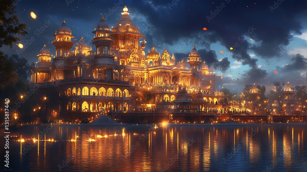 Fototapeta premium Grand ancient palace night illumination pictures