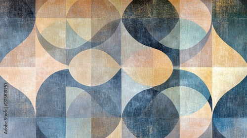 Abstract grunge background with circles and arrows, featuring a 3D target design, sound and music elements, and a red, circular pattern