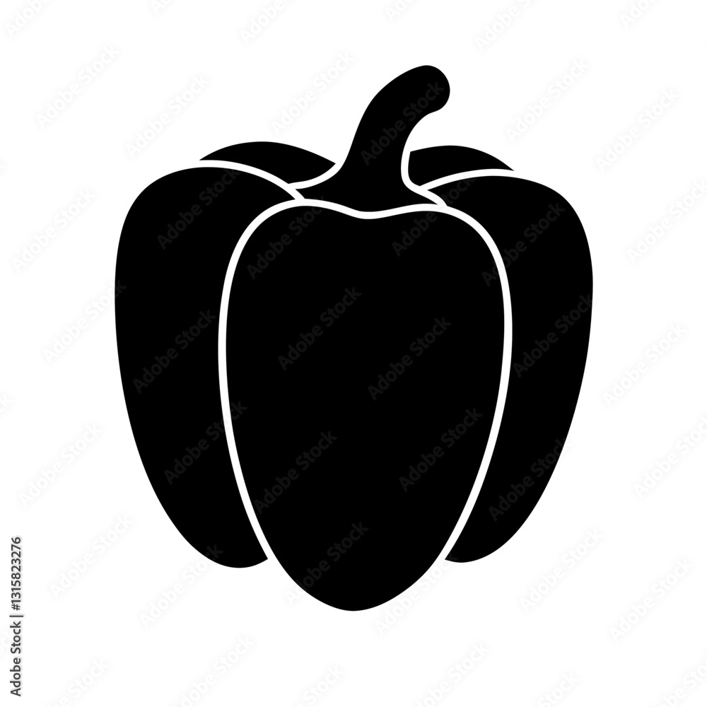 Vibrant Bell Pepper vector art silhouette Vibrant Bell Pepper vector art silhouette