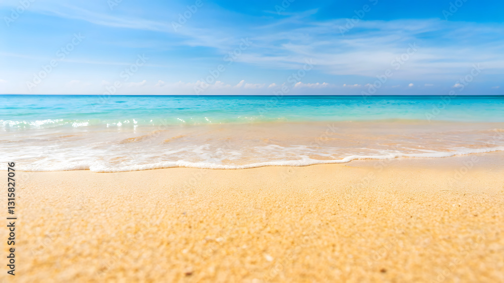 summer beach pastel watercolor background Golden sandy beach with soft pastel water and clear blue sky summer beach pastel watercolor background Golden sandy beach with soft pastel water and clear blue sky