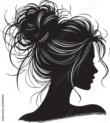 woman with long hair, woman head silhouette vector, woman vector illustration, woman head logo vector, woman silhouette vector black and white