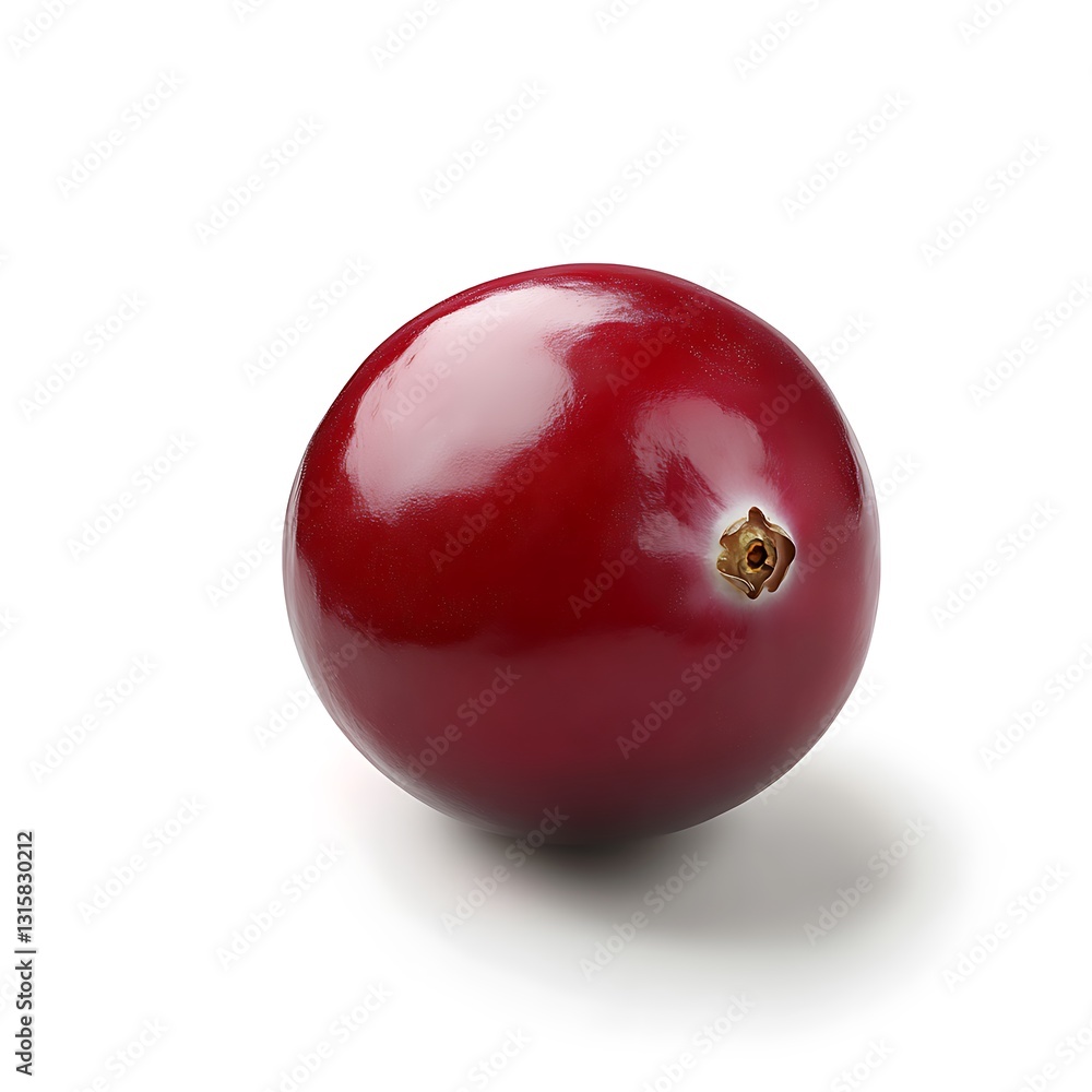 Obraz premium Realistic Single Cranberry on White Background in High Resolution