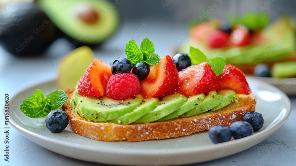 Delicious Avocado Toast with Berries and Mint Delicious Avocado Toast with Berries and Mint