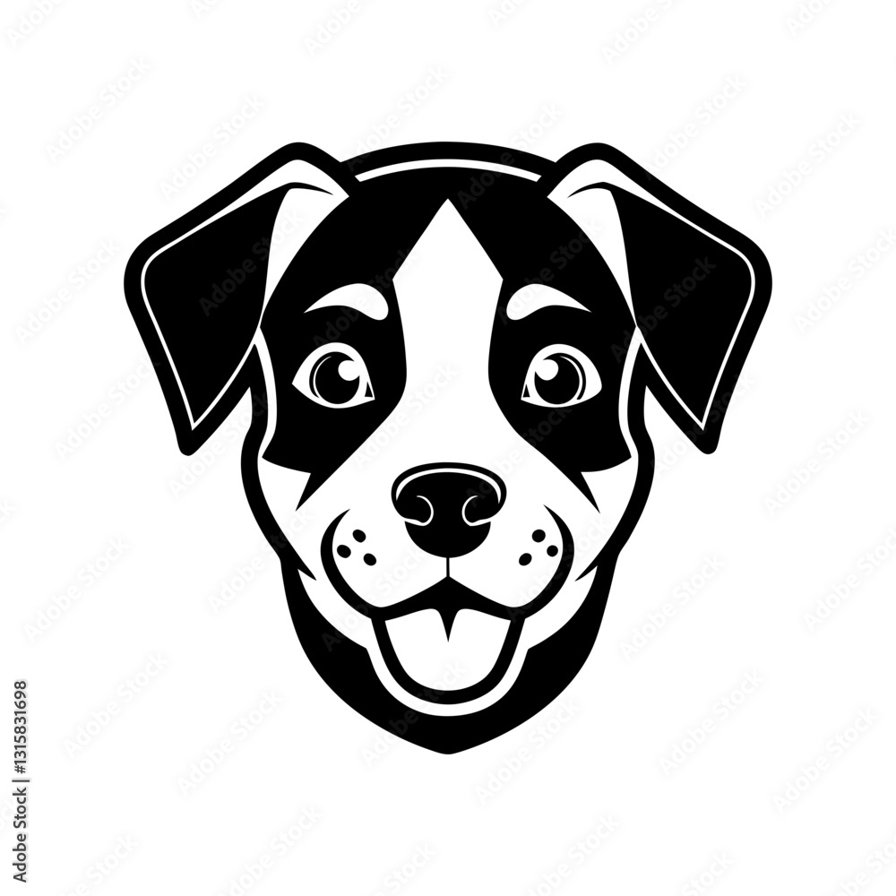 Fototapeta premium Adorable Black and White Puppy Face Illustration