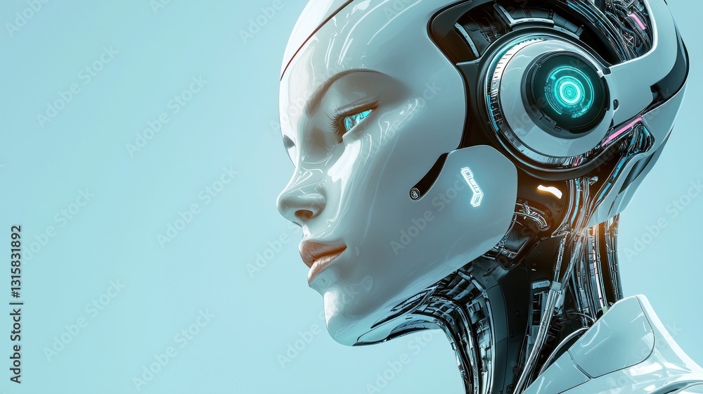 Futuristic Female Robot, Artificial Intelligence, Technological Advancement Futuristic Female Robot, Artificial Intelligence, Technological Advancement