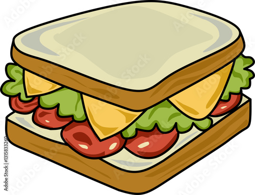 sandwich with ham and vegetables