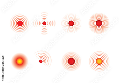 Pain red circle medical icons set vector illustration on background