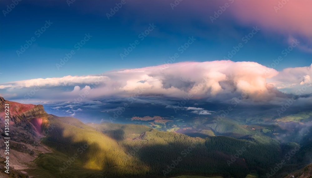 Birds soar gracefully against the colorful backdrop. Birds soar gracefully against the colorful backdrop.