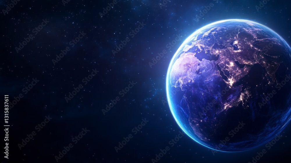 Obraz premium Majestic View of Earth from Space with Starry Background