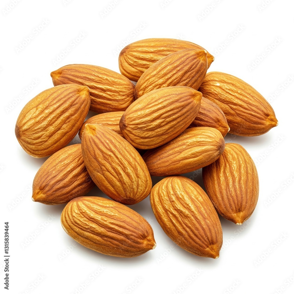 Golden almonds isolated on white. Golden almonds isolated on white.