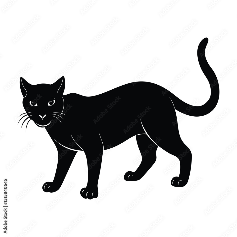 Stylish Cat in Stealth Mode on Clean White Backdrop Stylish Cat in Stealth Mode on Clean White Backdrop