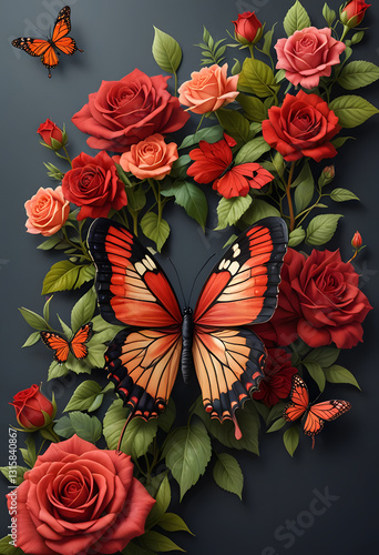 butterfly and flowers