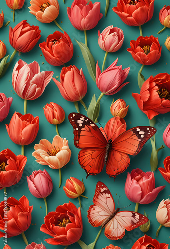 seamless pattern with tulips