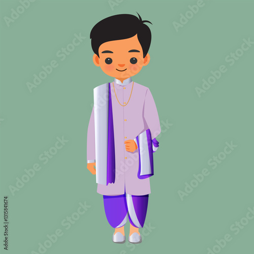 Teen Boy in Festive Dhoti and Kurta – Traditional Indian Dress