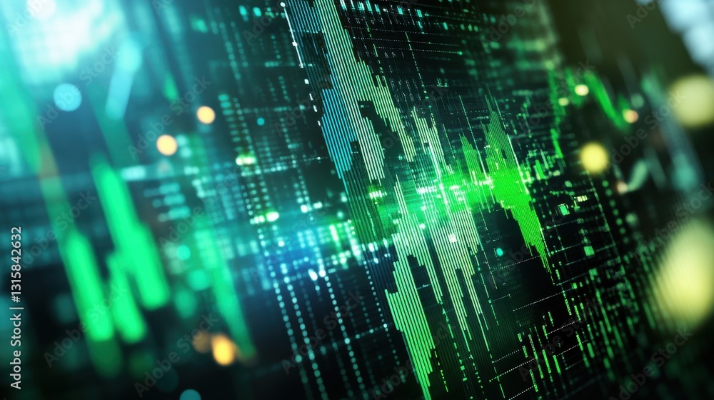 Abstract Digital Background with Data Visualization in Green Tones Abstract Digital Background with Data Visualization in Green Tones