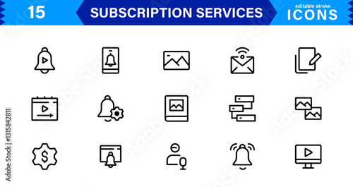 Subscription Services Icon Set. High-Quality Icons for Subscription Models, Digital Services, Payments, and Membership Platforms