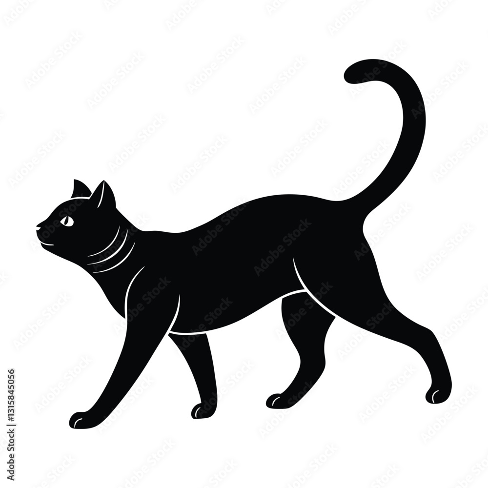Cat Stepping Forward with an Elongated Silhouette in Motion Cat Stepping Forward with an Elongated Silhouette in Motion