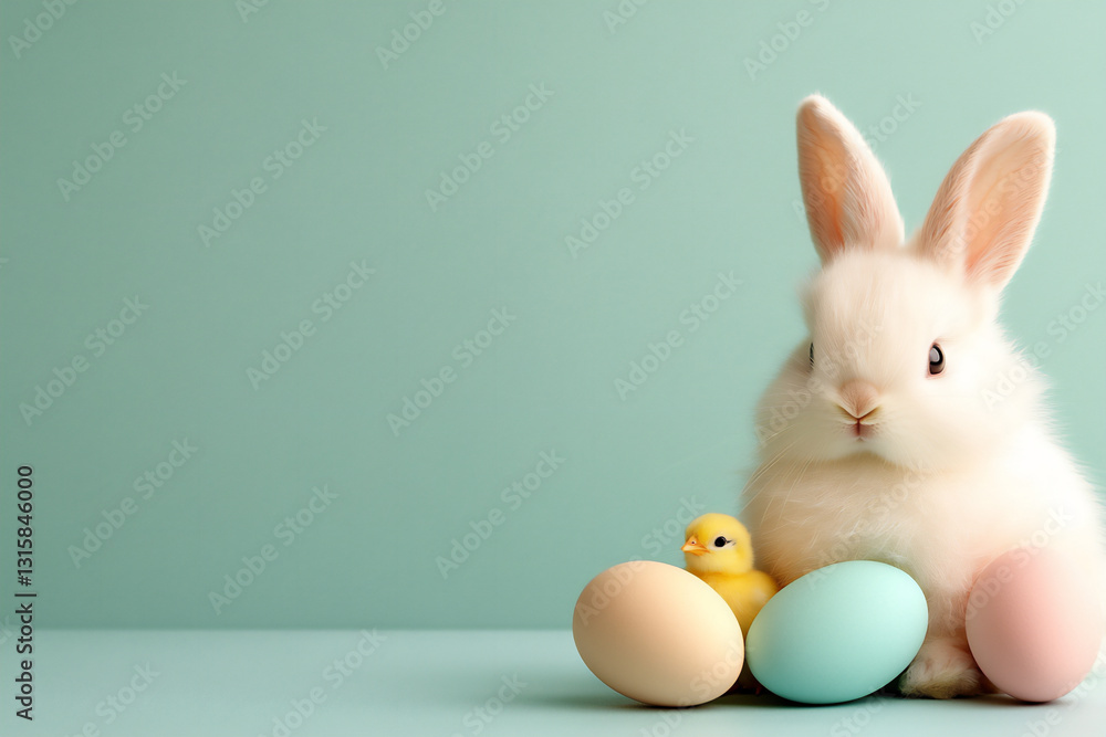 Fototapeta premium an easter bunny with fluffy white fur,