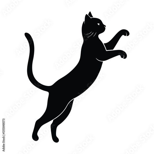 Cat Jumping onto a High Surface with Extended Legs Silhouette