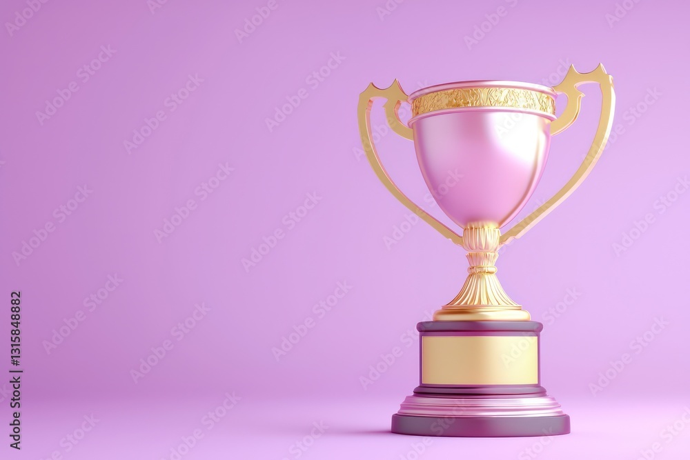 Purple backdrop, 3D trophy, awards and recognition. Purple backdrop, 3D trophy, awards and recognition.