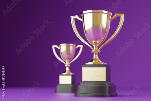 Wallpaper Mural Achievements symbol, 3D trophy icon, purple background. Torontodigital.ca