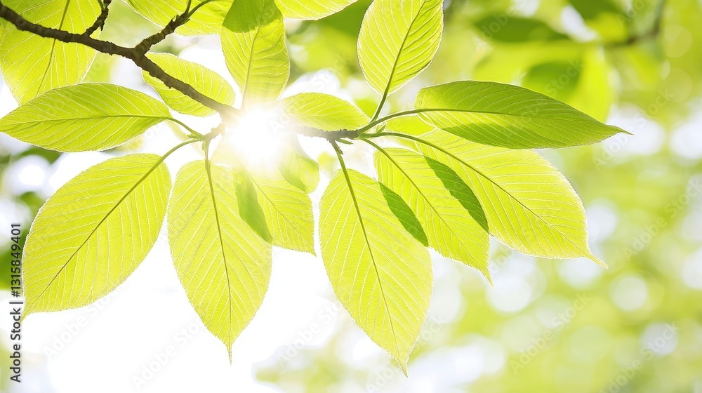 Lush Green Leaves Glowing In Sunlight With A Bright Background In An Outdoor Natural Setting Evoking Freshness And Tranquility Lush Green Leaves Glowing In Sunlight With A Bright Background In An Outdoor Natural Setting Evoking Freshness And Tranquility