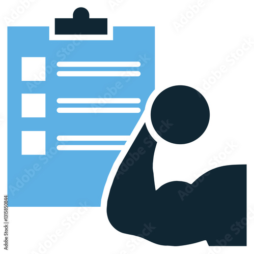 Fitness program icon in a modern flat style. Perfect for workout, training, exercise, gym, health, wellness, routine, bodybuilding, strength, and weight loss designs. Ideal for active lifestyle.