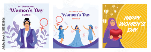 Celebrating International Women's Day with empowerment and diversity through illustrated artwork.