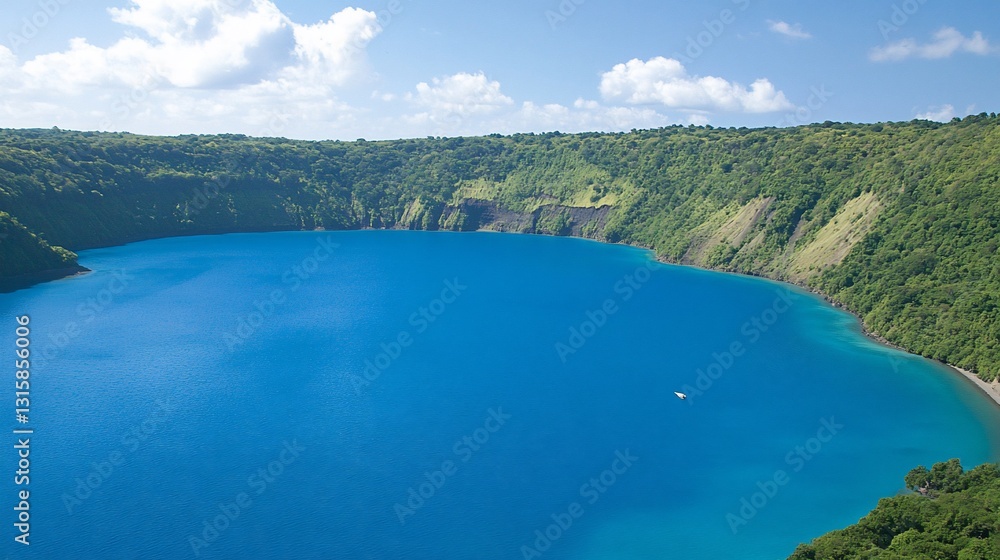 Volcanic Lake Boat Tropical Island Paradise Volcanic Lake Boat Tropical Island Paradise