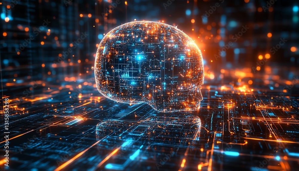 AI concept with an autonomous brain AI concept with an autonomous brain