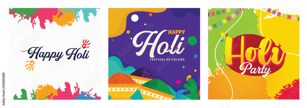 Posters, greeting cards and invitations celebrating the colorful festival of Holi in India. Posters, greeting cards and invitations celebrating the colorful festival of Holi in India.