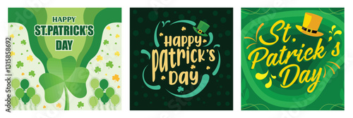 St. Patrick's Day celebration party A lively and joyful Patrick with a Leprechaun hat and clover.