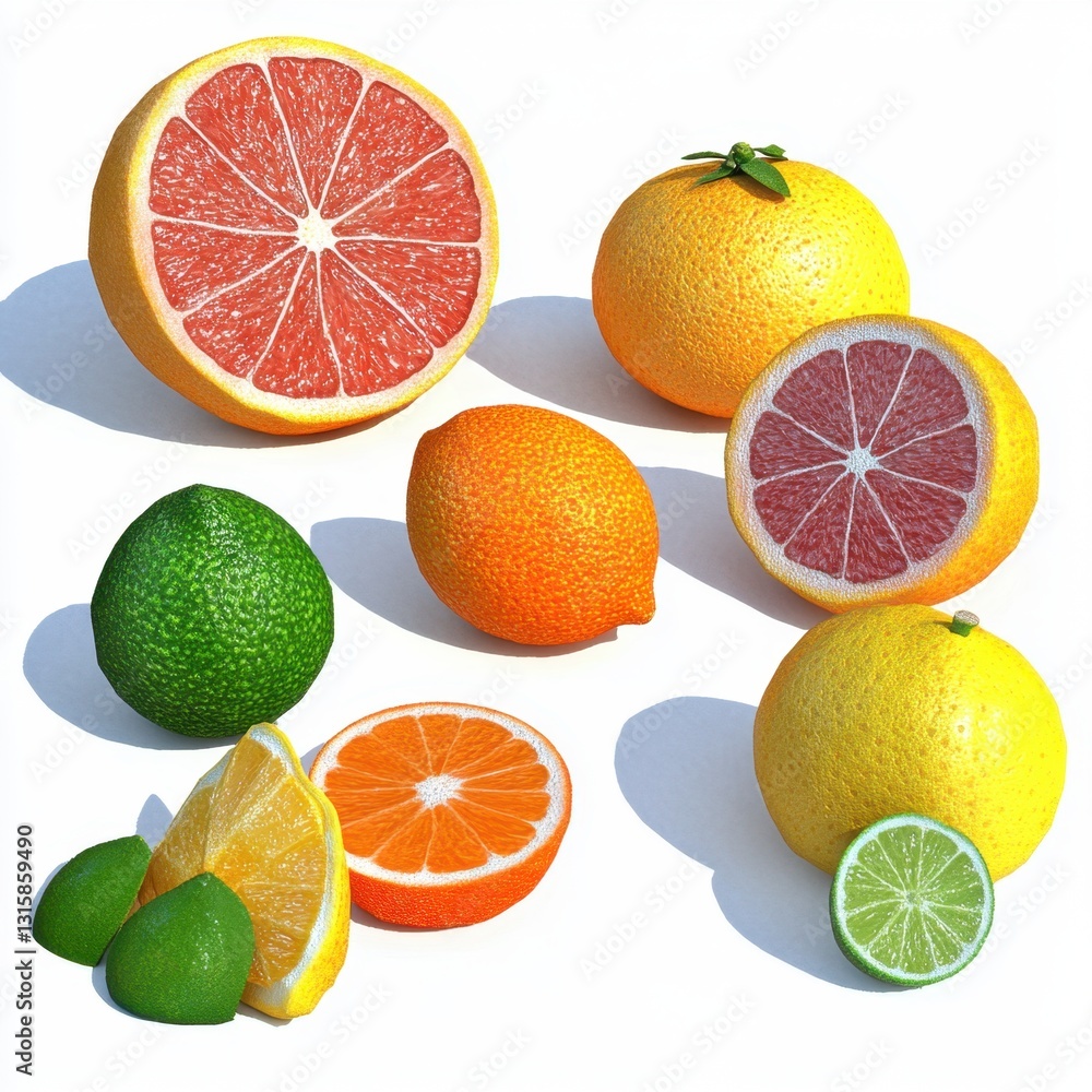 Obraz premium various citrus fruits arranged on display