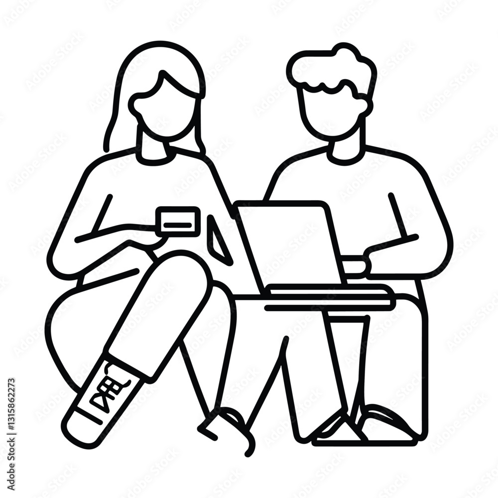 Young Man and Woman Working on Laptops – Modern Tech Lifestyle Young Man and Woman Working on Laptops – Modern Tech Lifestyle