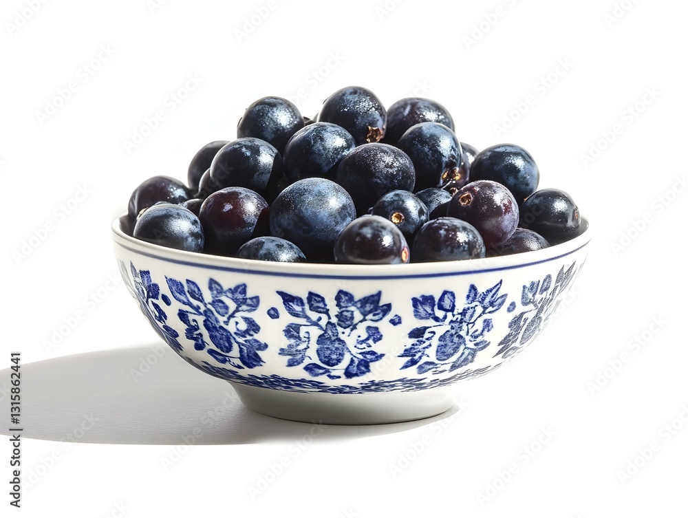 bowl of Blackcurrant white background bowl of Blackcurrant white background