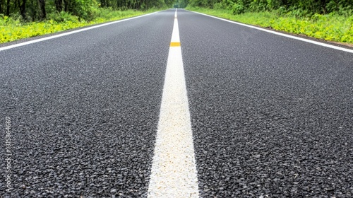 Wallpaper Mural Freshly Paved Road Through Lush Green Forest Under Clear Skies Inviting Adventurous Journeys and Scenic Exploration Torontodigital.ca