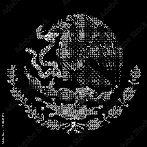 Crested caracara in bitmap style vector