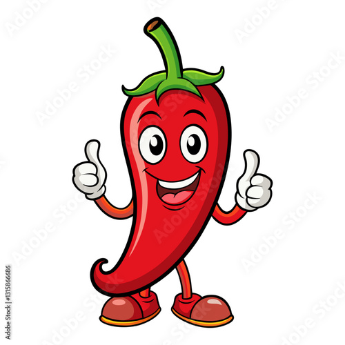 Cute chili character giving a thumbs up with smile, showing approval