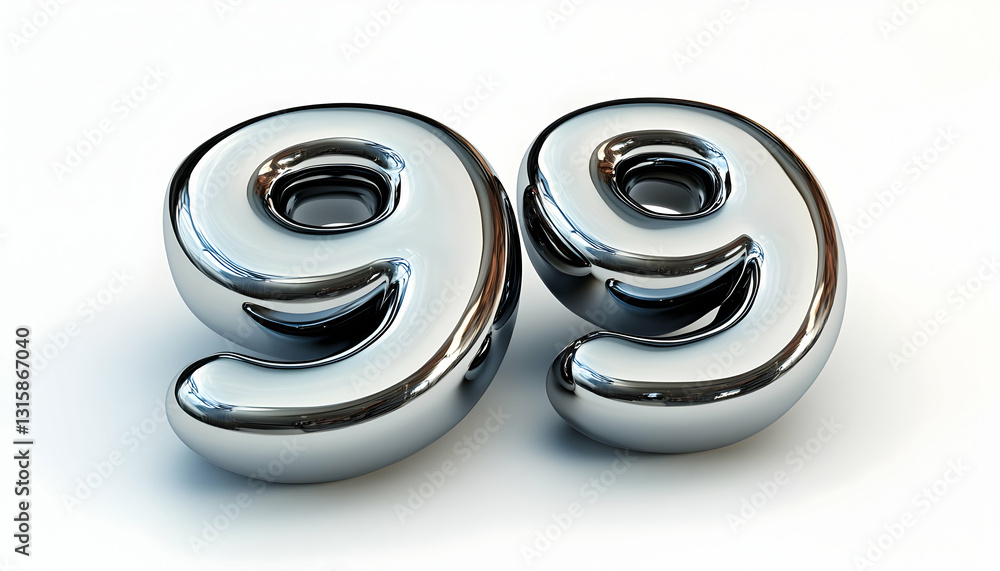 Shiny chrome numbers 99 Shiny chrome numbers 99