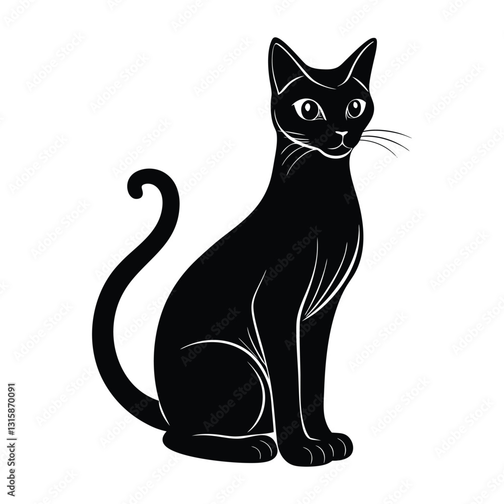 Elegant Siamese Cat Sitting Gracefully in Silhouette Elegant Siamese Cat Sitting Gracefully in Silhouette