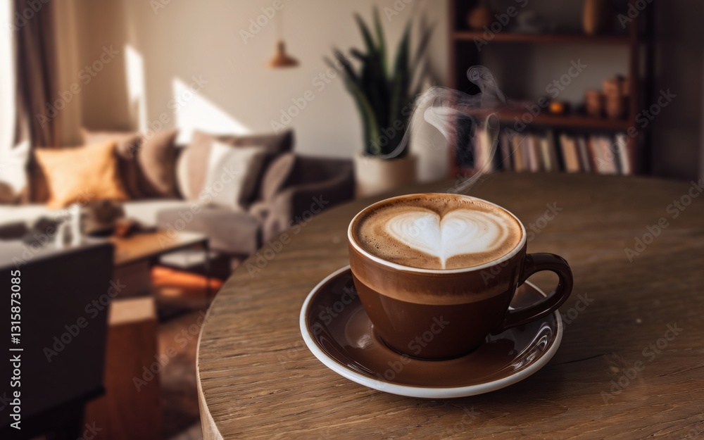 Fototapeta premium January blues, Cozy latte art in living room