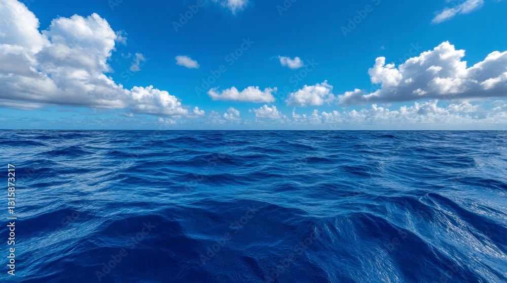 Obraz premium Serene Ocean View with Gentle Waves and Bright Blue Sky Above