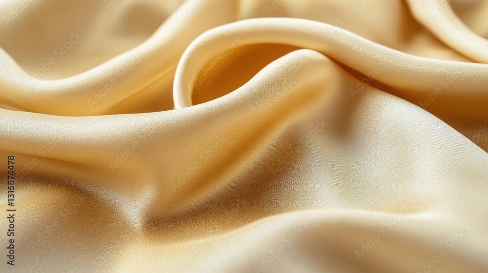 Obraz premium Gold Fabric Waves: Golden yellow cloth ripples on soft textile background texture.