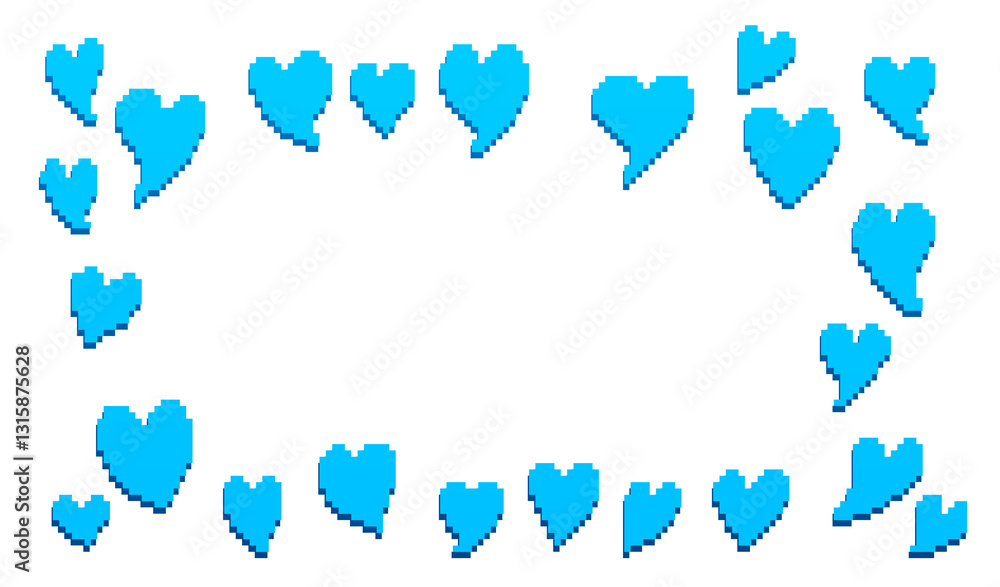 Blue heart shadow pixel art frame Blue heart shadow pixel art frame