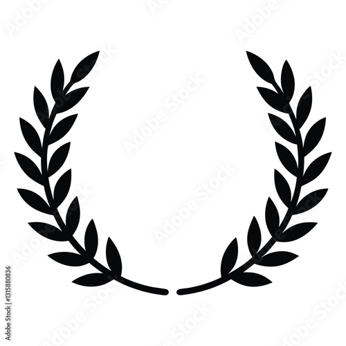 Classic Laurel Wreath Symbol in Black and White